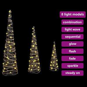 Weihnachtsbaum 3er Set Warmweiß Rattan 80cm