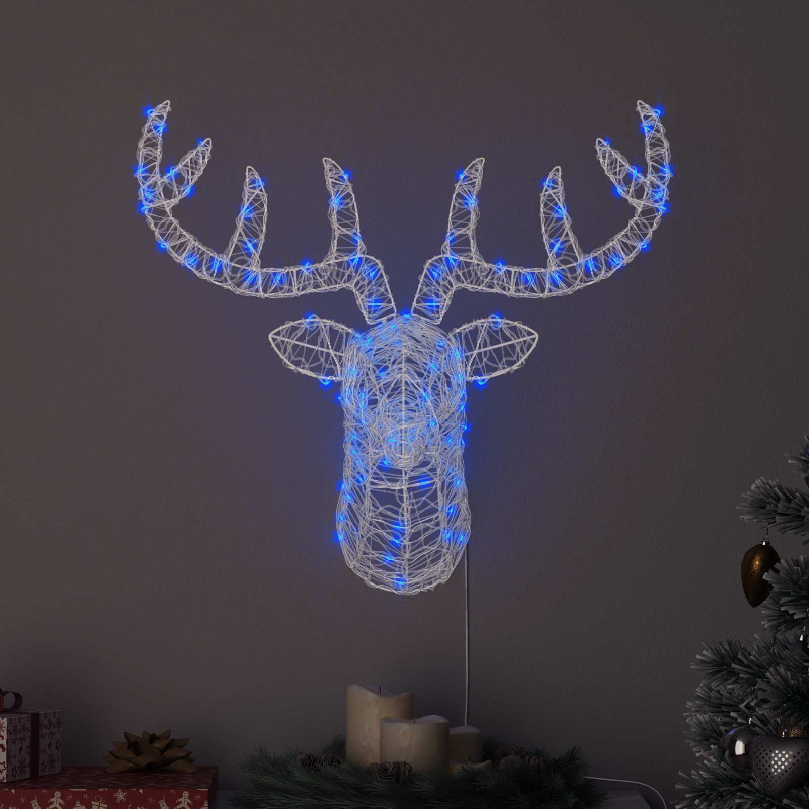Blauer Rentierkopf mit 140 LEDs