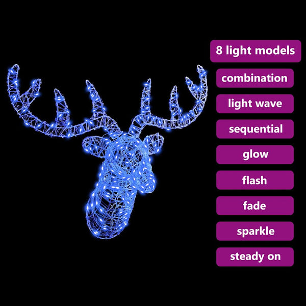 Blauer Rentierkopf mit 140 LEDs