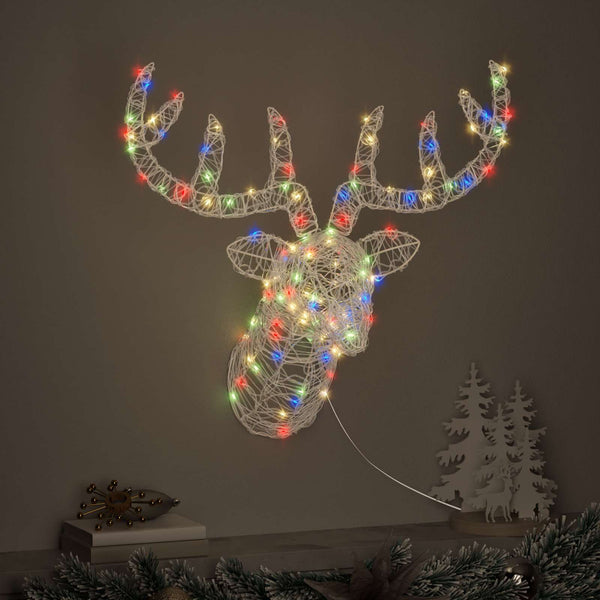 Bunter LED Rentierkopf aus Acryl