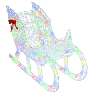 LED Rentier Schlitten Bunt 129cm