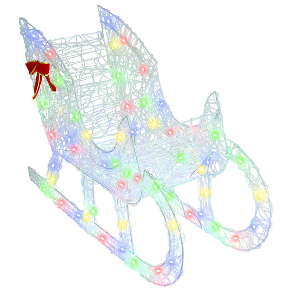 LED Rentier Schlitten Bunt 129cm