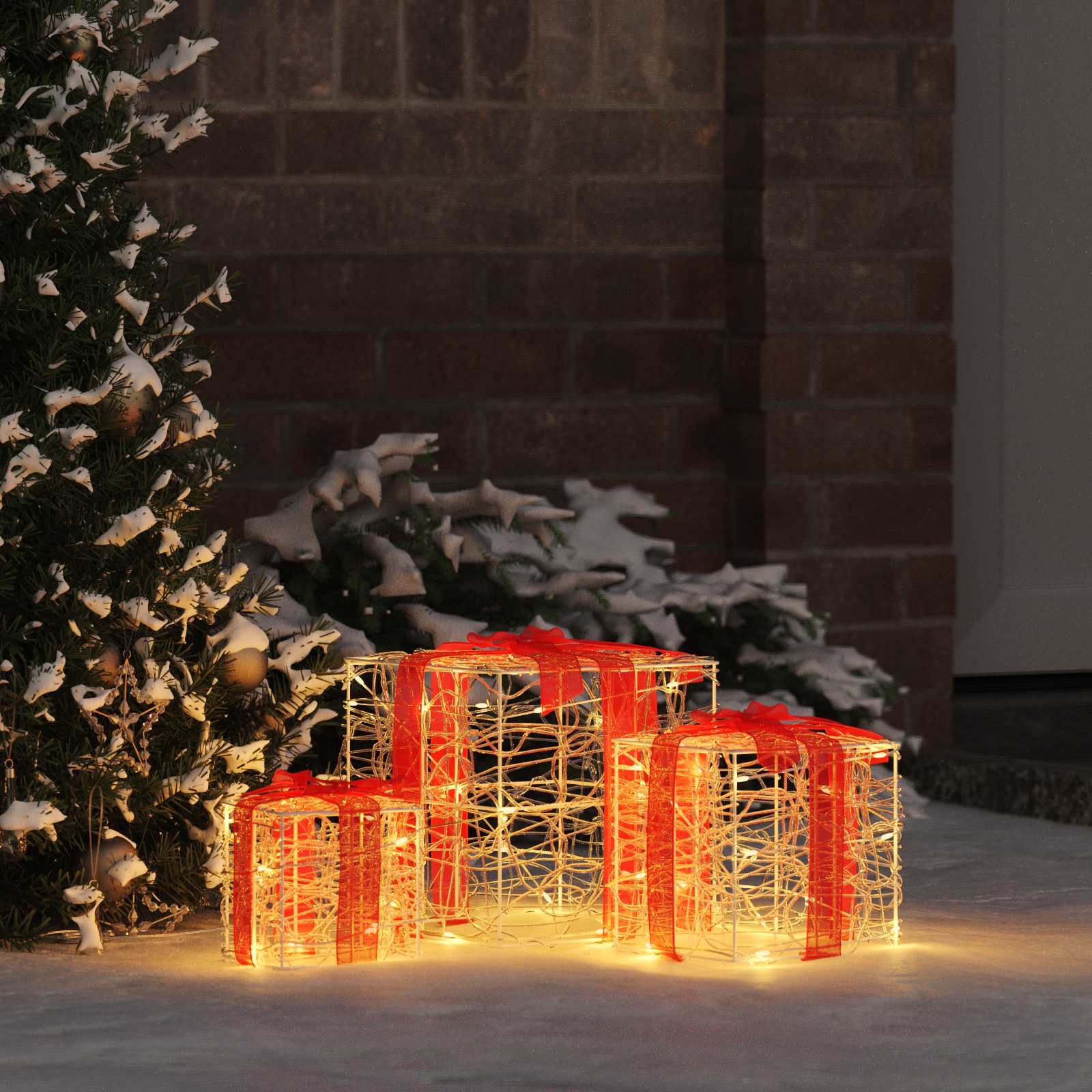 LED Geschenkboxen 3er Set Warmweiß