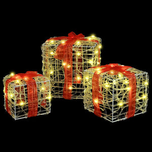 LED Geschenkboxen 3er Set Warmweiß