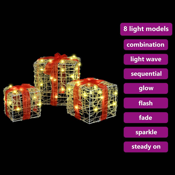 LED Geschenkboxen 3er Set Warmweiß