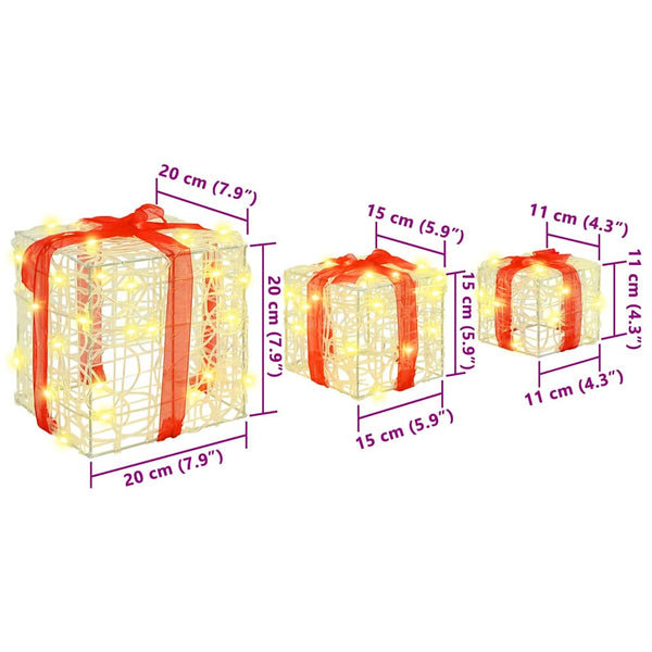 LED Geschenkboxen 3er Set Warmweiß