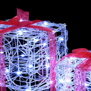 LED Geschenkboxen 3er Set Kaltweiß
