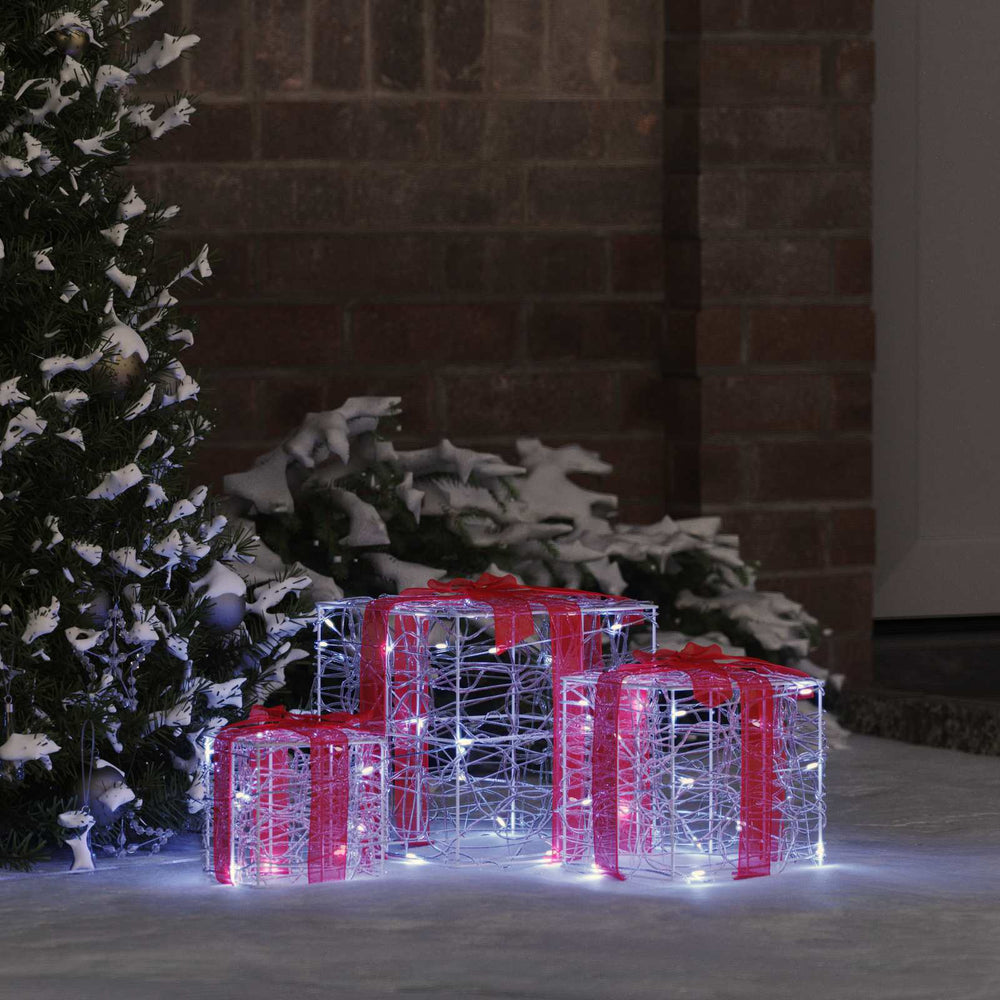 LED Geschenkboxen 3er Set Kaltweiß