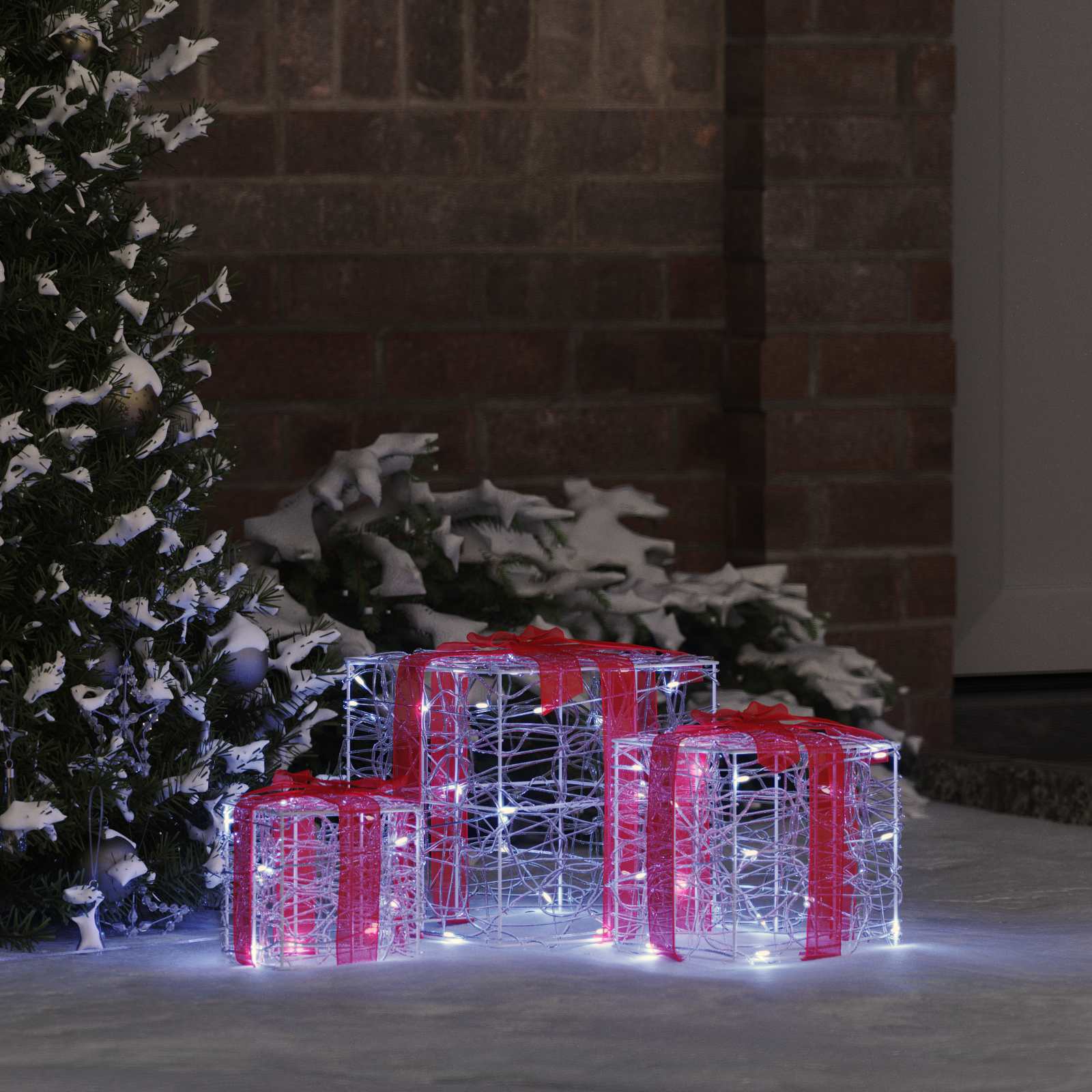 LED Geschenkboxen 3er Set Kaltweiß