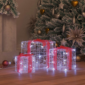 LED Geschenkboxen 3er Set Kaltweiß