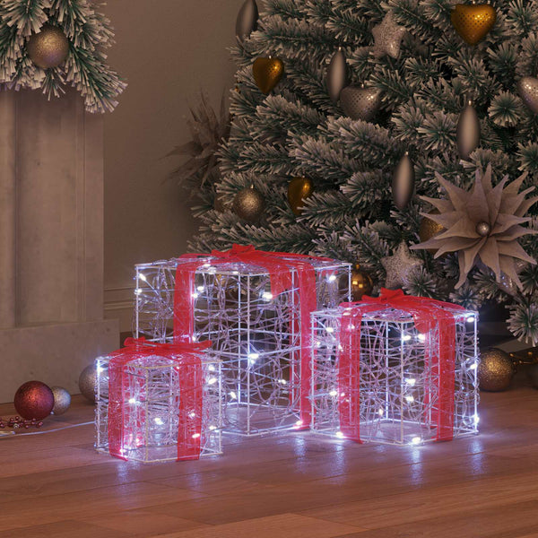 LED Geschenkboxen 3er Set Kaltweiß