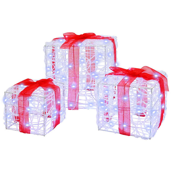 LED Geschenkboxen 3er Set Kaltweiß
