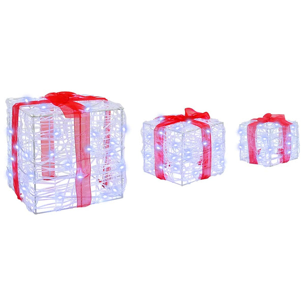 LED Geschenkboxen 3er Set Kaltweiß