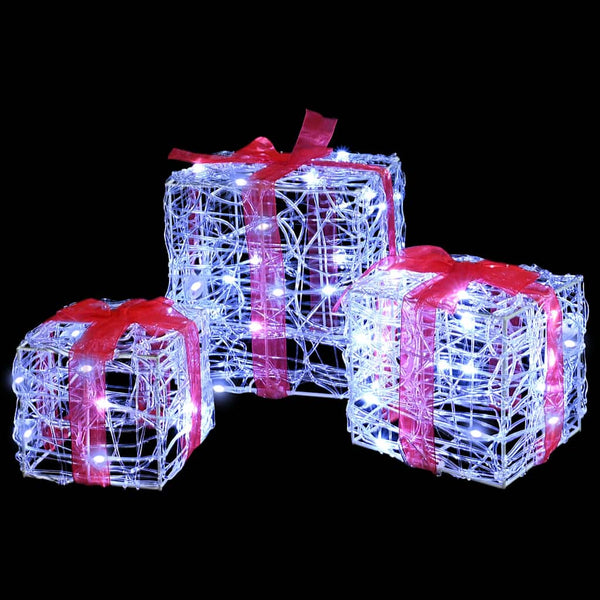 LED Geschenkboxen 3er Set Kaltweiß