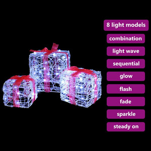 LED Geschenkboxen 3er Set Kaltweiß