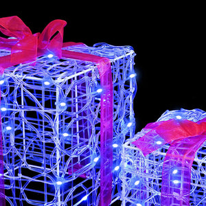 LED Geschenkboxen 3er Set Blau