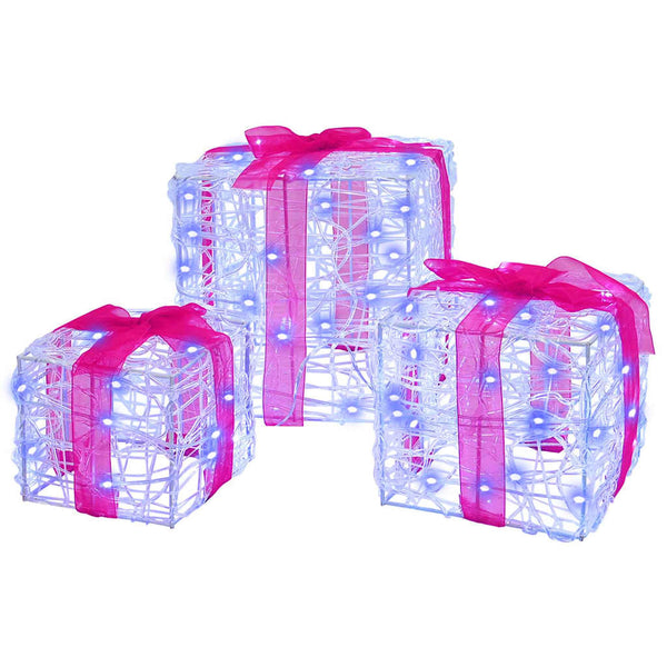 LED Geschenkboxen 3er Set Blau