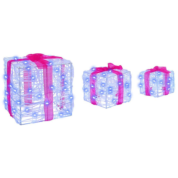 LED Geschenkboxen 3er Set Blau