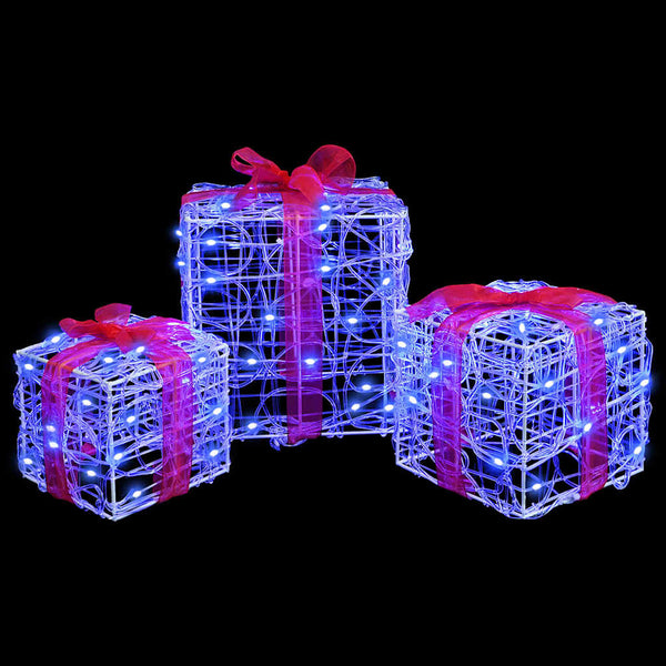 LED Geschenkboxen 3er Set Blau