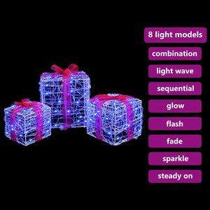 LED Geschenkboxen 3er Set Blau