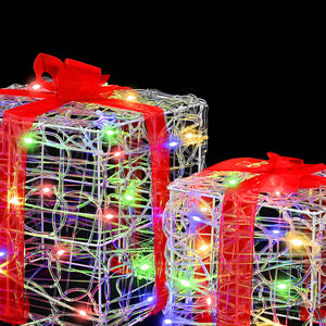 LED Geschenkboxen 3er Set Mehrfarbig