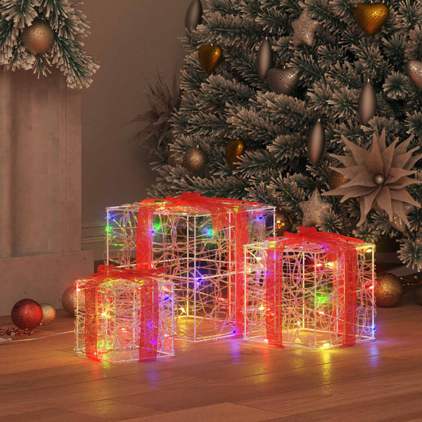 LED Geschenkboxen 3er Set Mehrfarbig