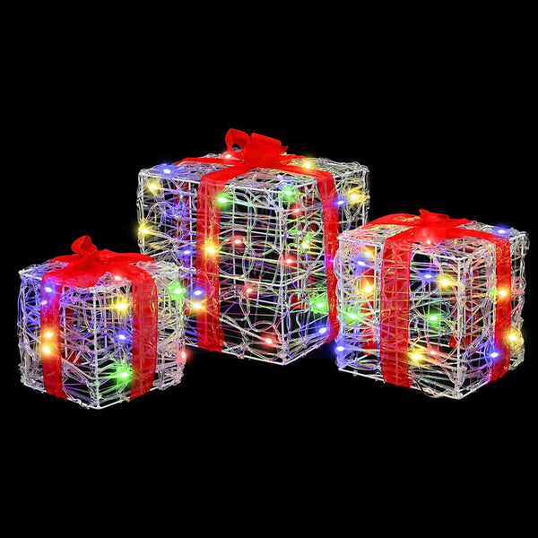 LED Geschenkboxen 3er Set Mehrfarbig