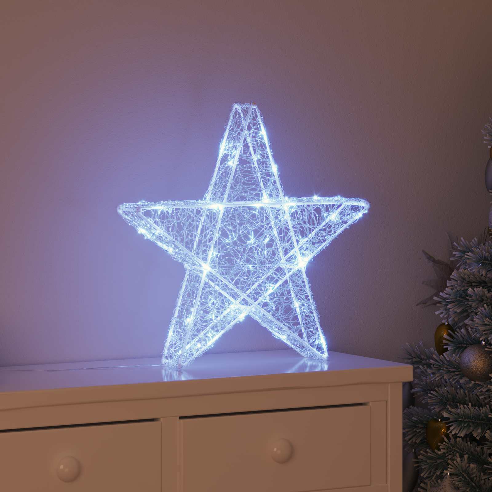3D LED Stern Kaltweiß Acryl 55cm