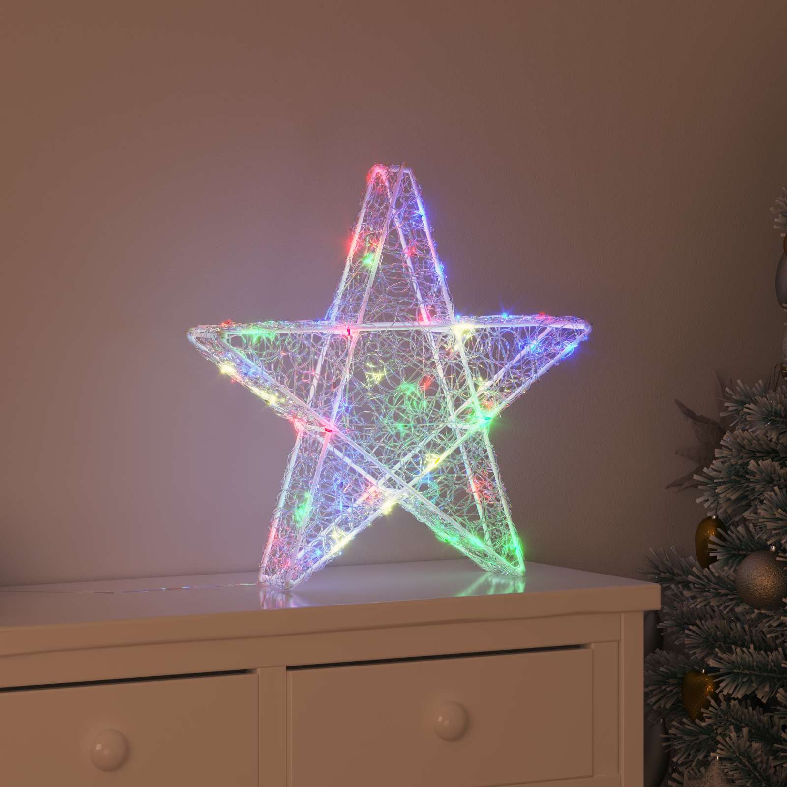 3D Stern mit 50 LEDs Mehrfarbig