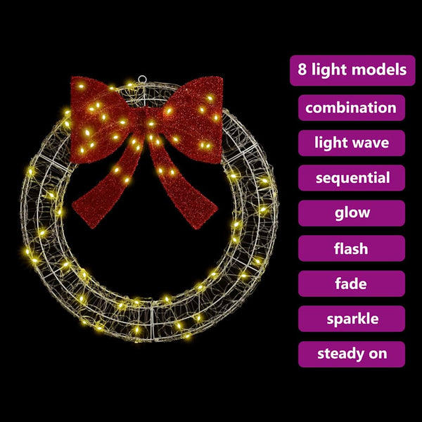 LED Weihnachtskranz Warmweiß Acryl 76cm