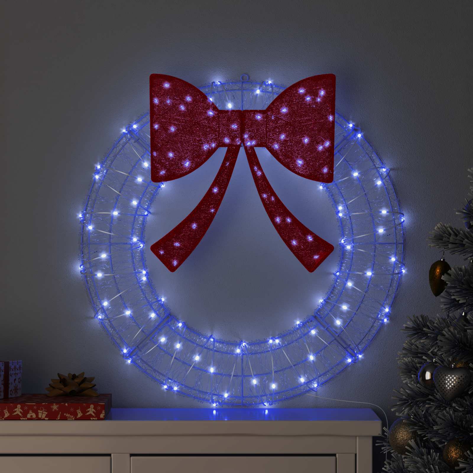 LED Kranz Blau Acryl 76cm