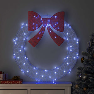 Blauer LED-Kranz, Acryl, 92cm