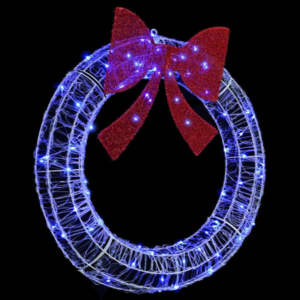 Blauer LED-Kranz, Acryl, 92cm