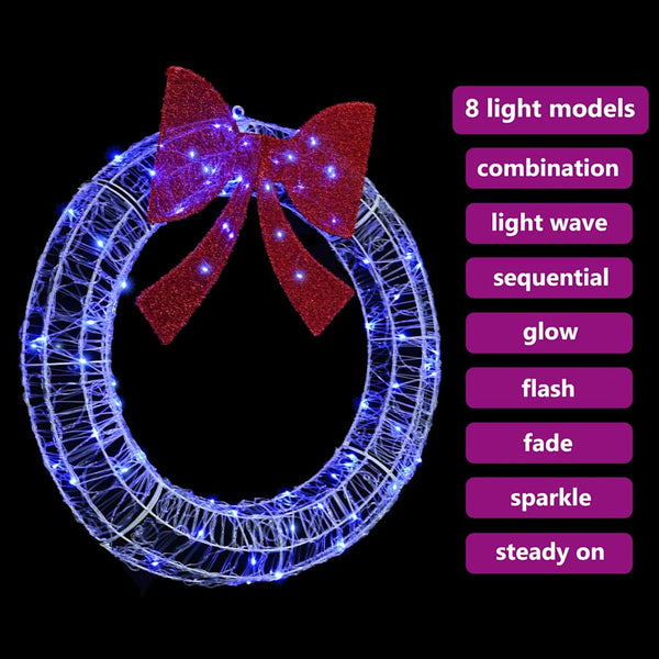 Blauer LED-Kranz, Acryl, 92cm