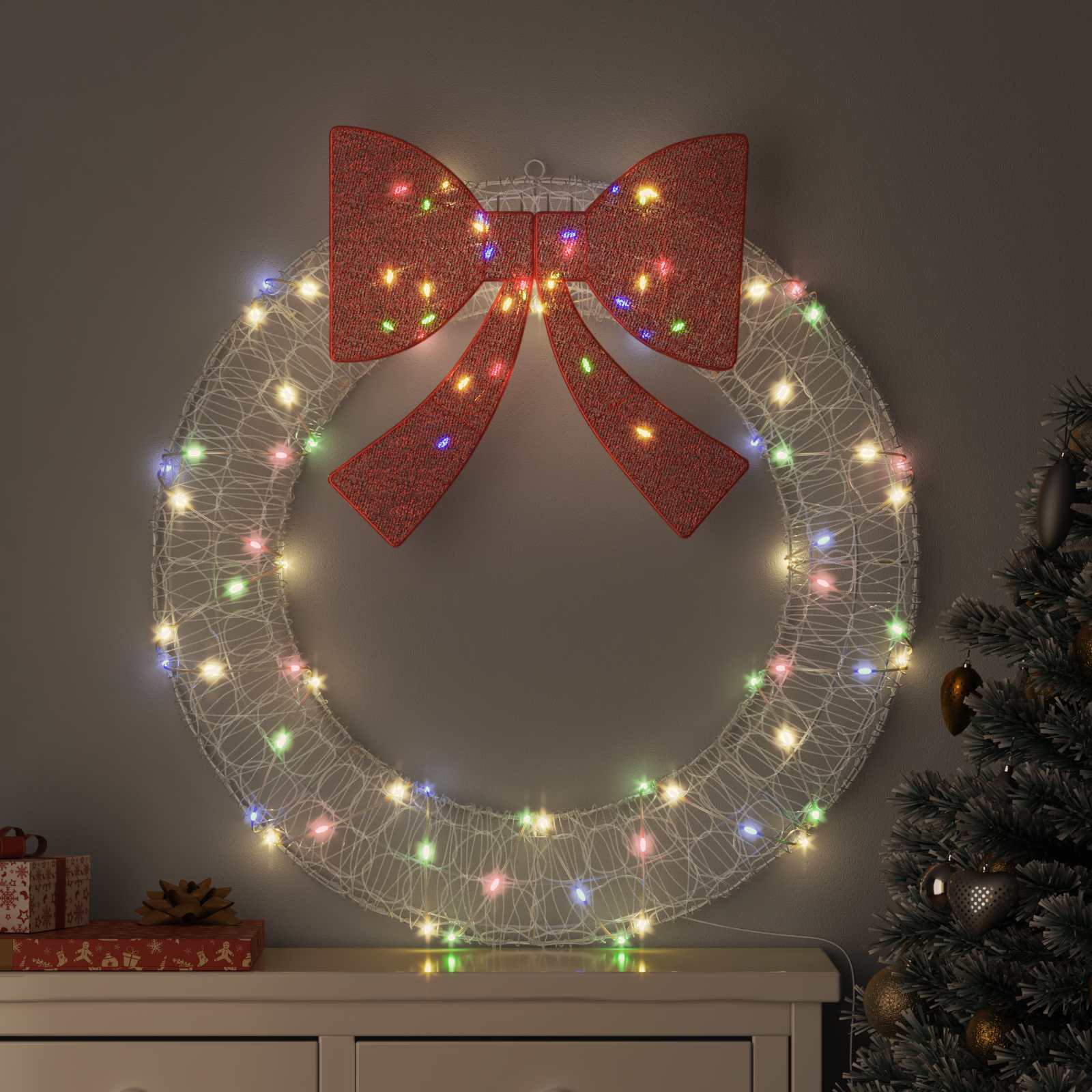 LED Kranz Mehrfarbig, 92cm Acryl