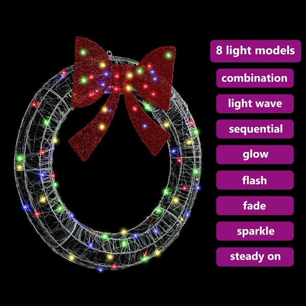 LED Kranz Mehrfarbig, 92cm Acryl