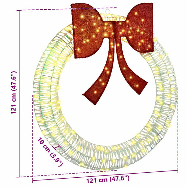 LED-Weihnachtskranz, Warmweiß, 121cm