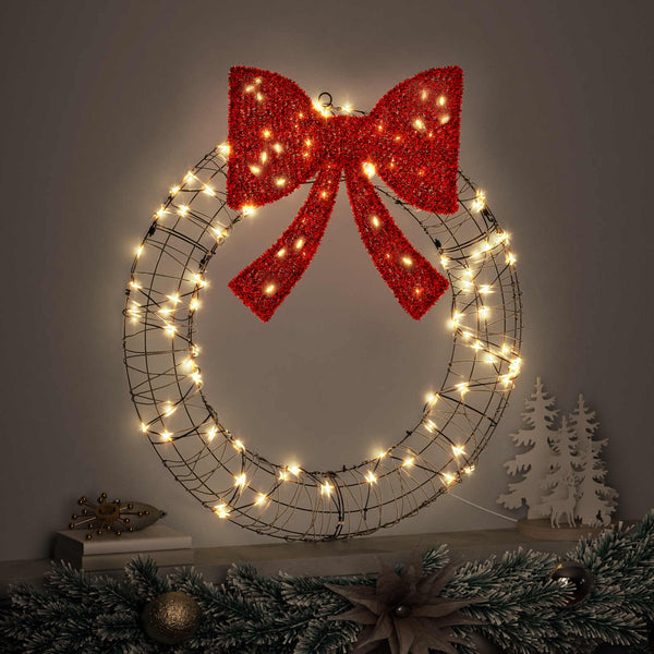 LED-Kranz Warmweiß 75cm Rattan