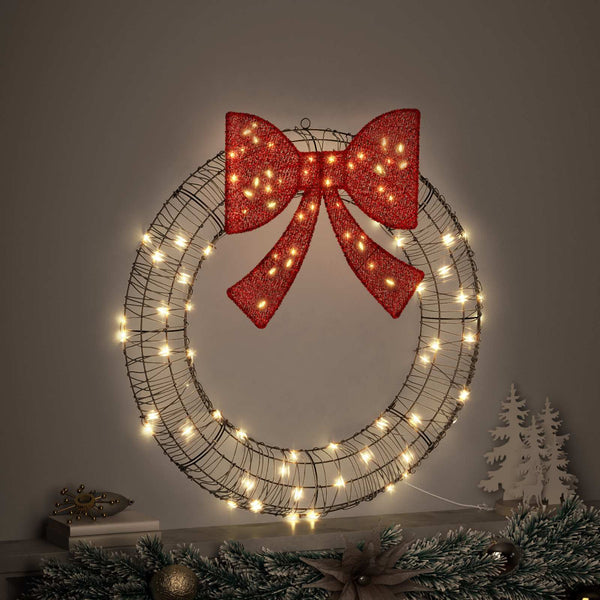 LED-Kranz Warmweiß Rattan 90cm
