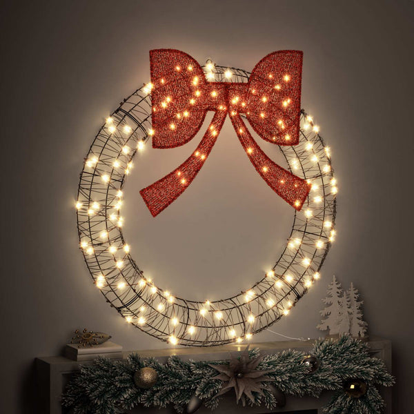 LED-Weihnachtskranz mit warmweißen Lichtern
