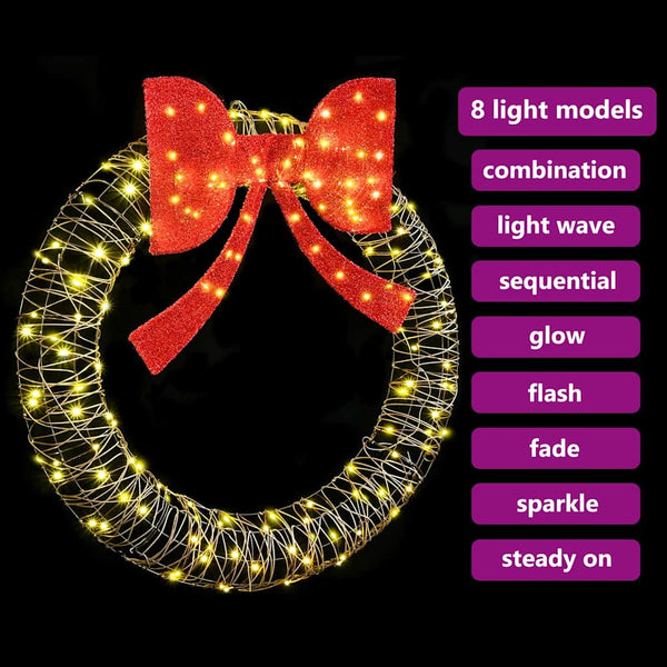 LED-Weihnachtskranz mit warmweißen Lichtern