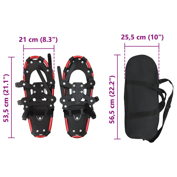 3-in-1 Schneeschuhe Rot/Schwarz 53,5 cm