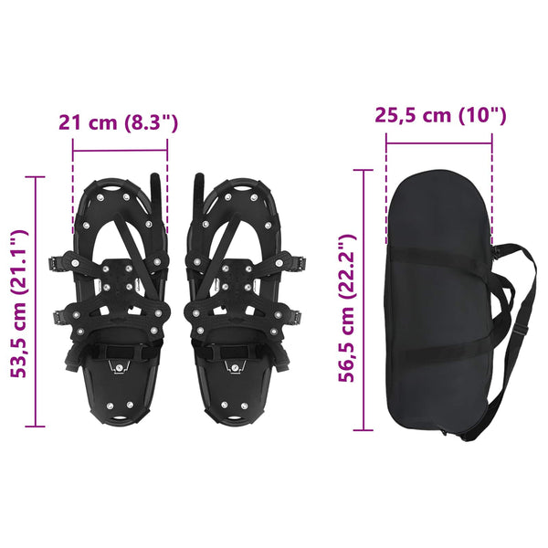 3-in-1 Schneeschuhe Schwarz 53,5 cm