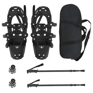 3-in-1 Schneeschuhe mit Wanderstöcken Schwarz
