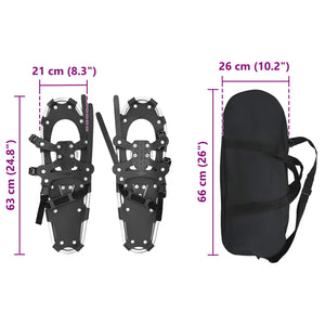 3-in-1 Schneeschuhe Silber Schwarz 63cm