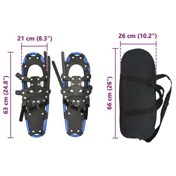 3-in-1 Schneeschuhe Blau/Schwarz 63 cm