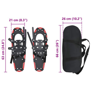 3-in-1 Schneeschuhe Rot/Schwarz 63x21cm