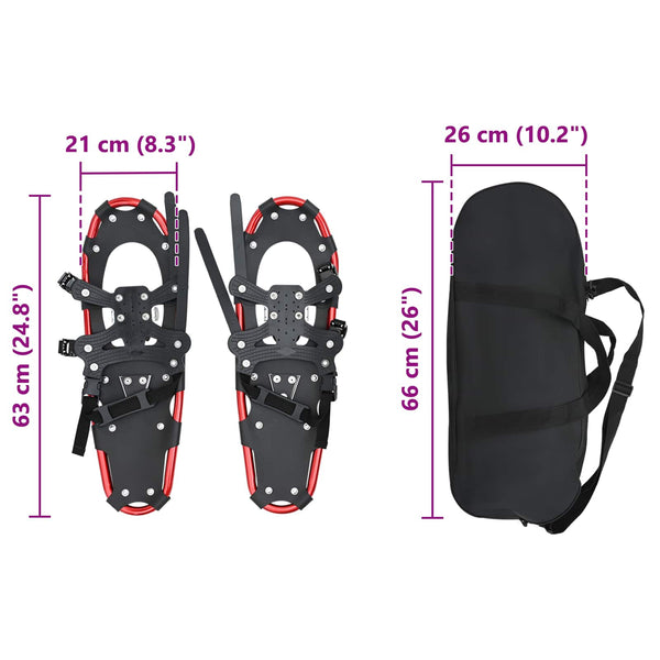 3-in-1 Schneeschuhe Rot/Schwarz 63x21cm