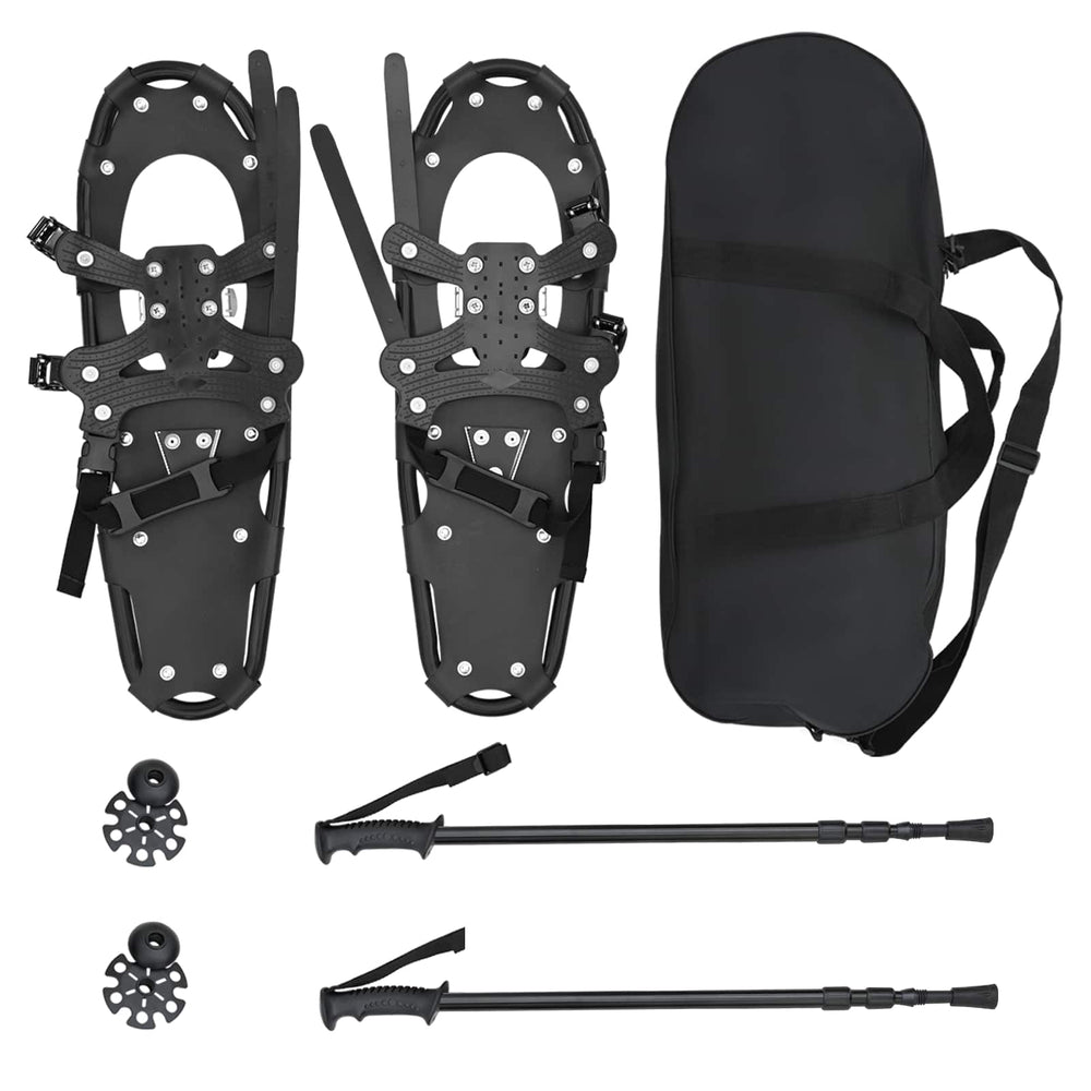 3-in-1 Schneeschuhe mit Wanderstöcken Schwarz