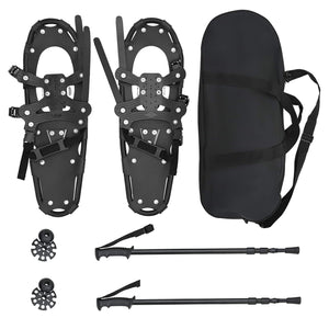 3-in-1 Schneeschuhe mit Wanderstöcken Schwarz